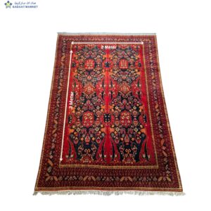 Red Afghan Silk Rug in White Background with size